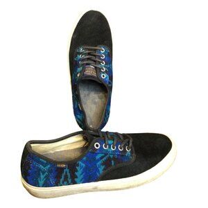 Vans X Pendleton Black & Blue Woolen Mens Sneakers Size 9 Aztec Tribal Print